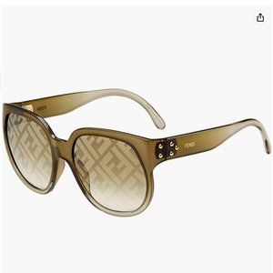 FENDI Brown- Gold Square Ladies Sunglasses